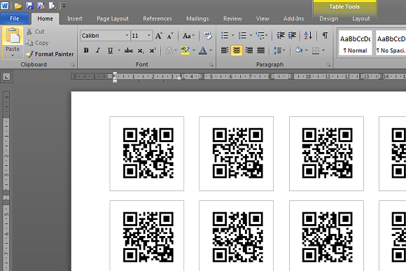 The finished label template populated with the images from your data source